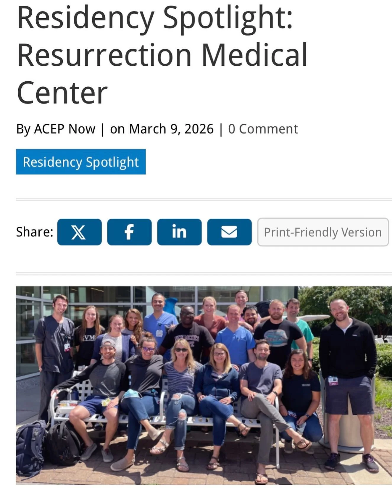 Saw this highlight in ACEP Now magazine today featuring my awesome residency program @resurrection_em, congratulations to the Res team!