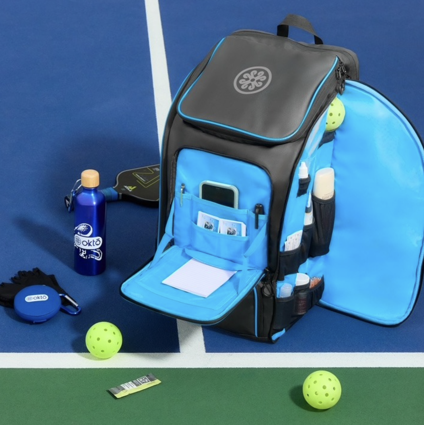 Pickleball Bag Small Court Backpack With Fence Hook Shoe Compartment Racquet Padel Bag- Black