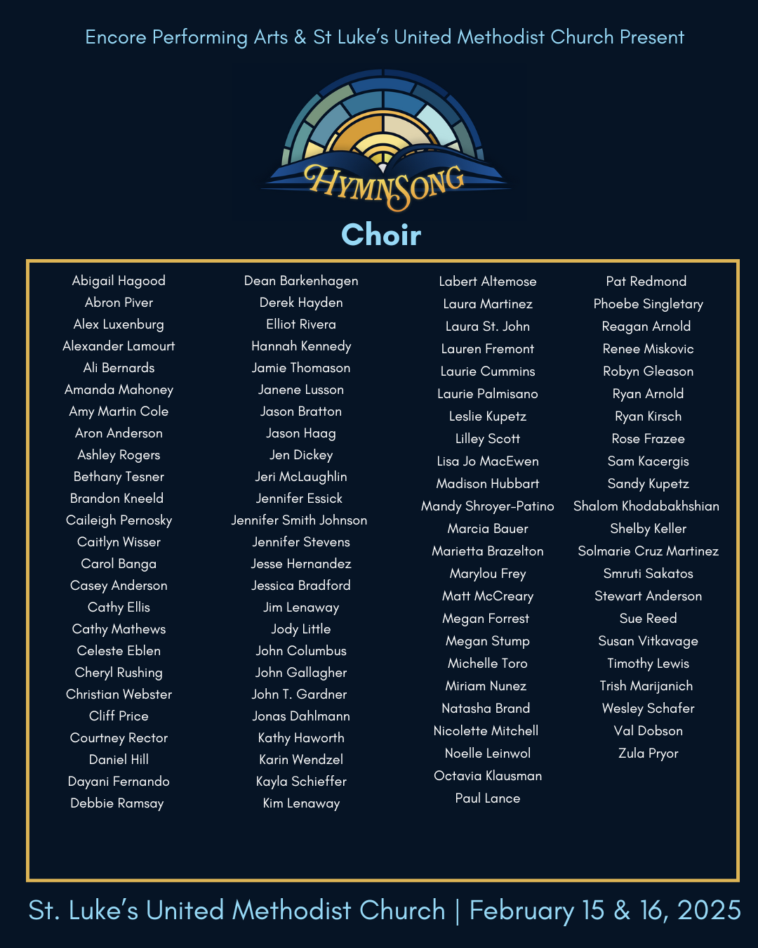 HymnSong Choir List