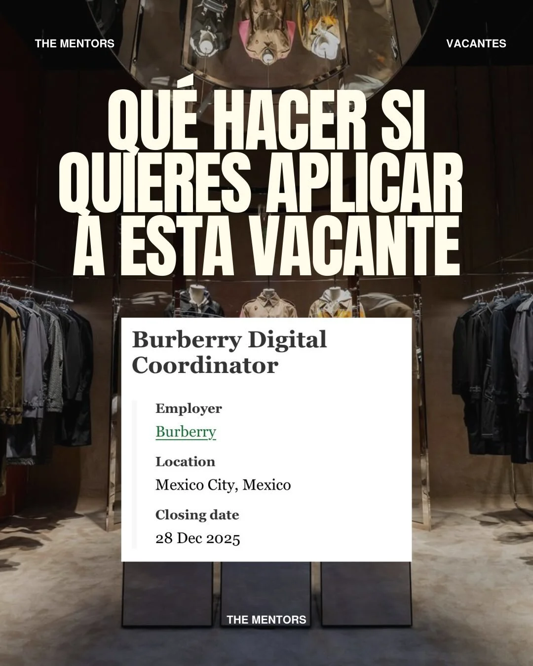Est&aacute;s buscando vacantes y no sabes que hacer al aplicar?!! 🫱🏻&zwj;🫲🏼🤩👠✨✍🏻

Estos son algunos tips y pasos si quieres aplicar a esta vacante de -digital coordinator para Burberry Mexico 🇲🇽-

personalizar tu portafolio, est&eacute;tica,