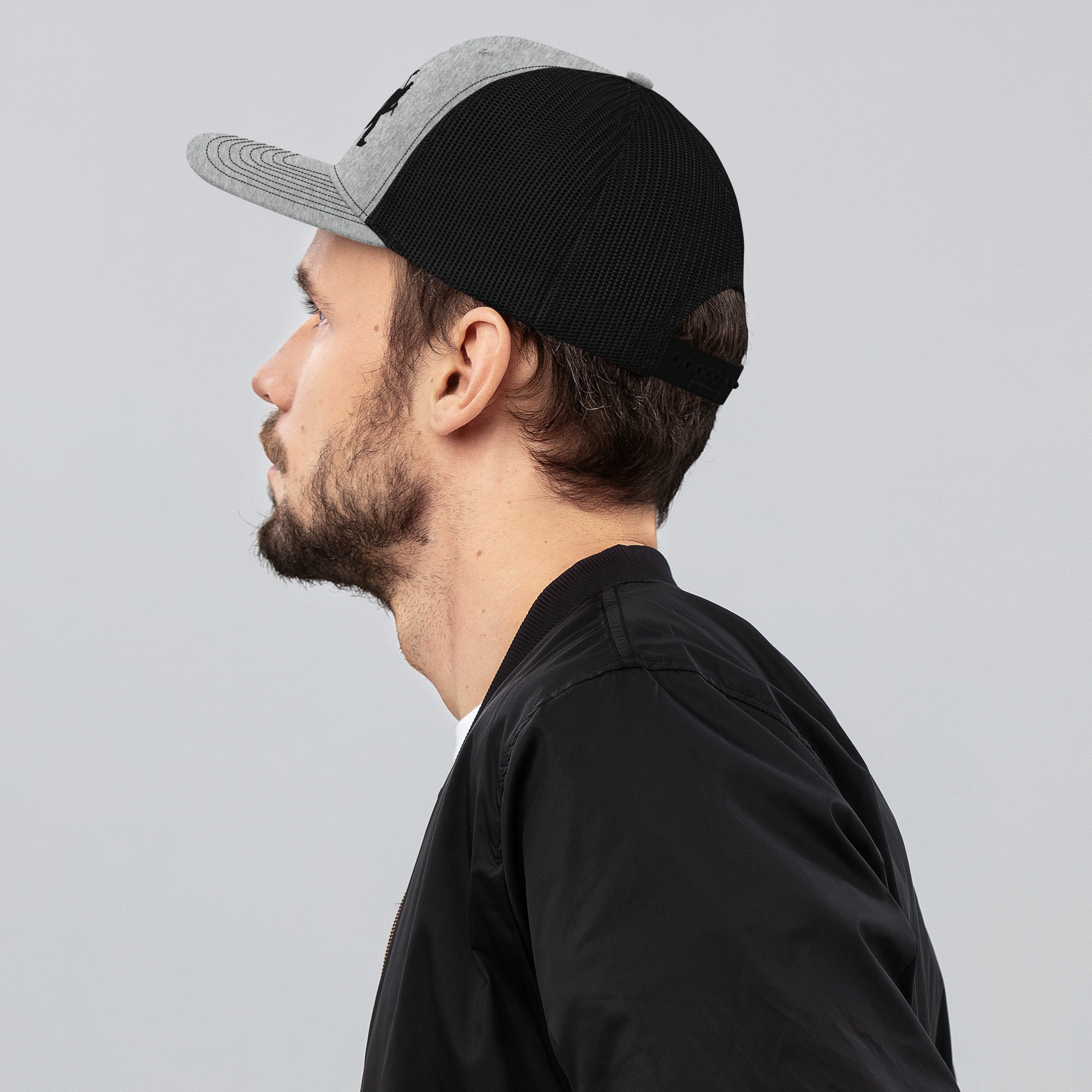 snapback-trucker-cap-heather-grey-black-left-side-66d8dc4a3f244.jpg