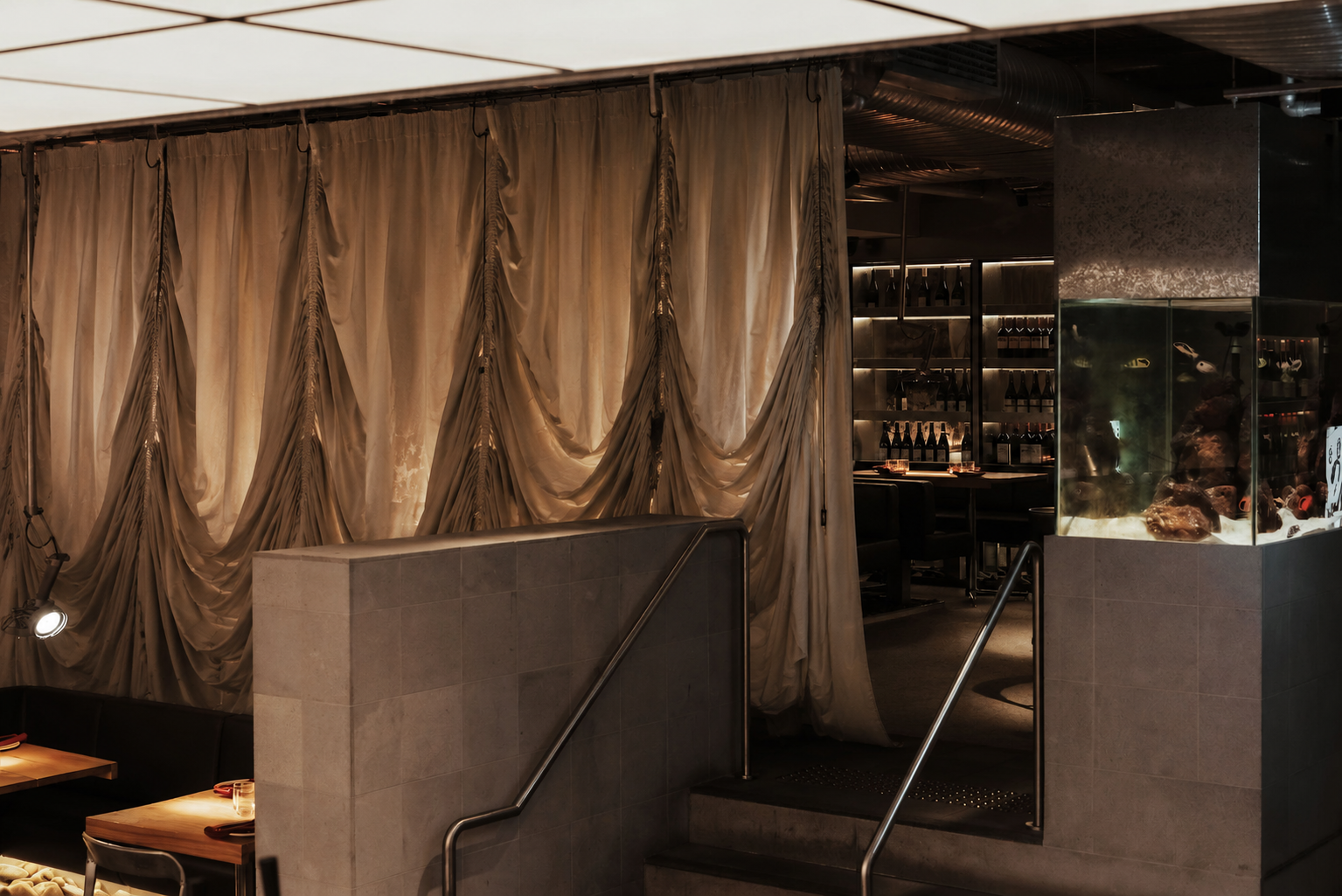 Raised booth dining area