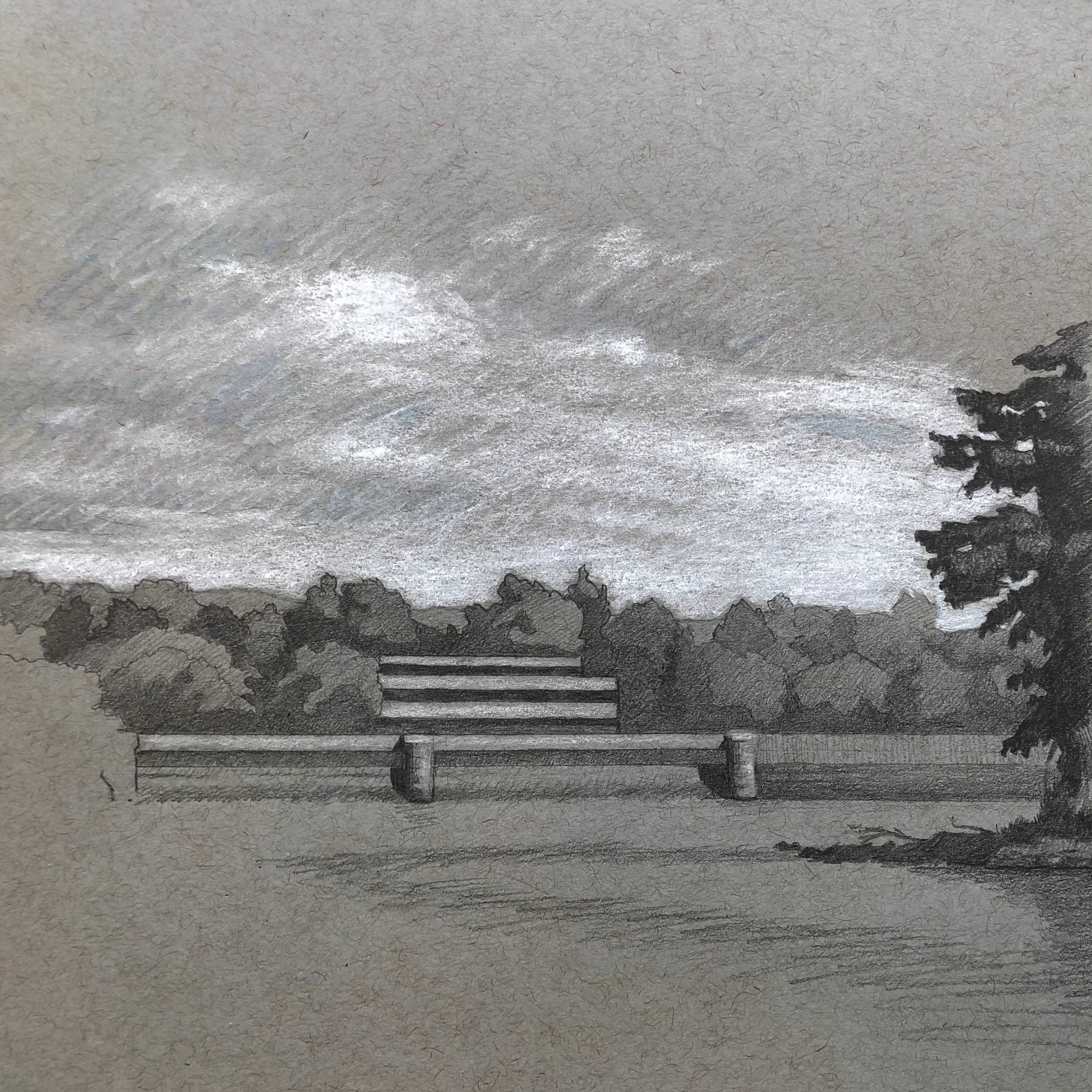 Saugatuck River study (detail), graphite and chalk, 8x6 in.