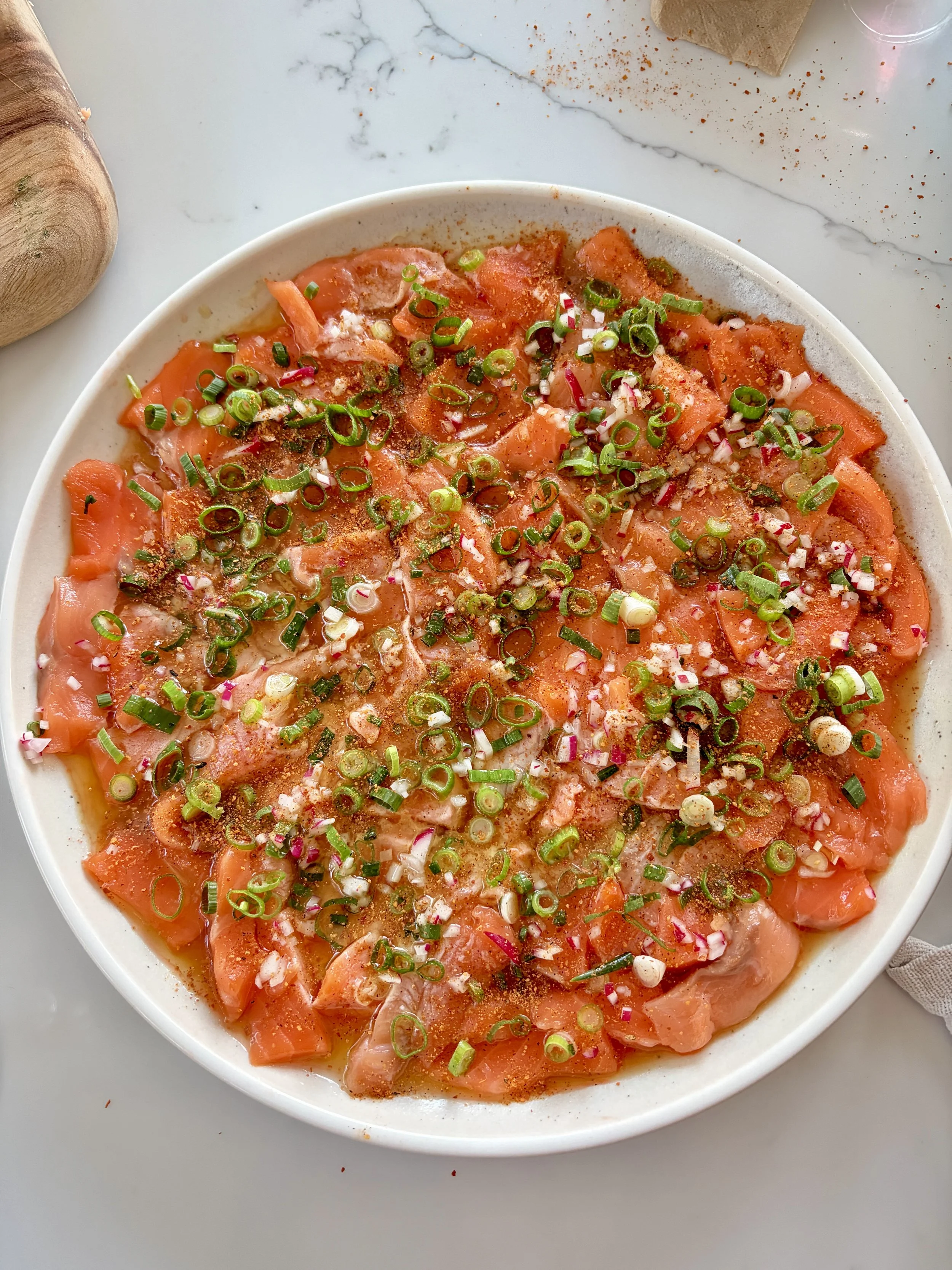 Hot Oil Salmon Sashimi