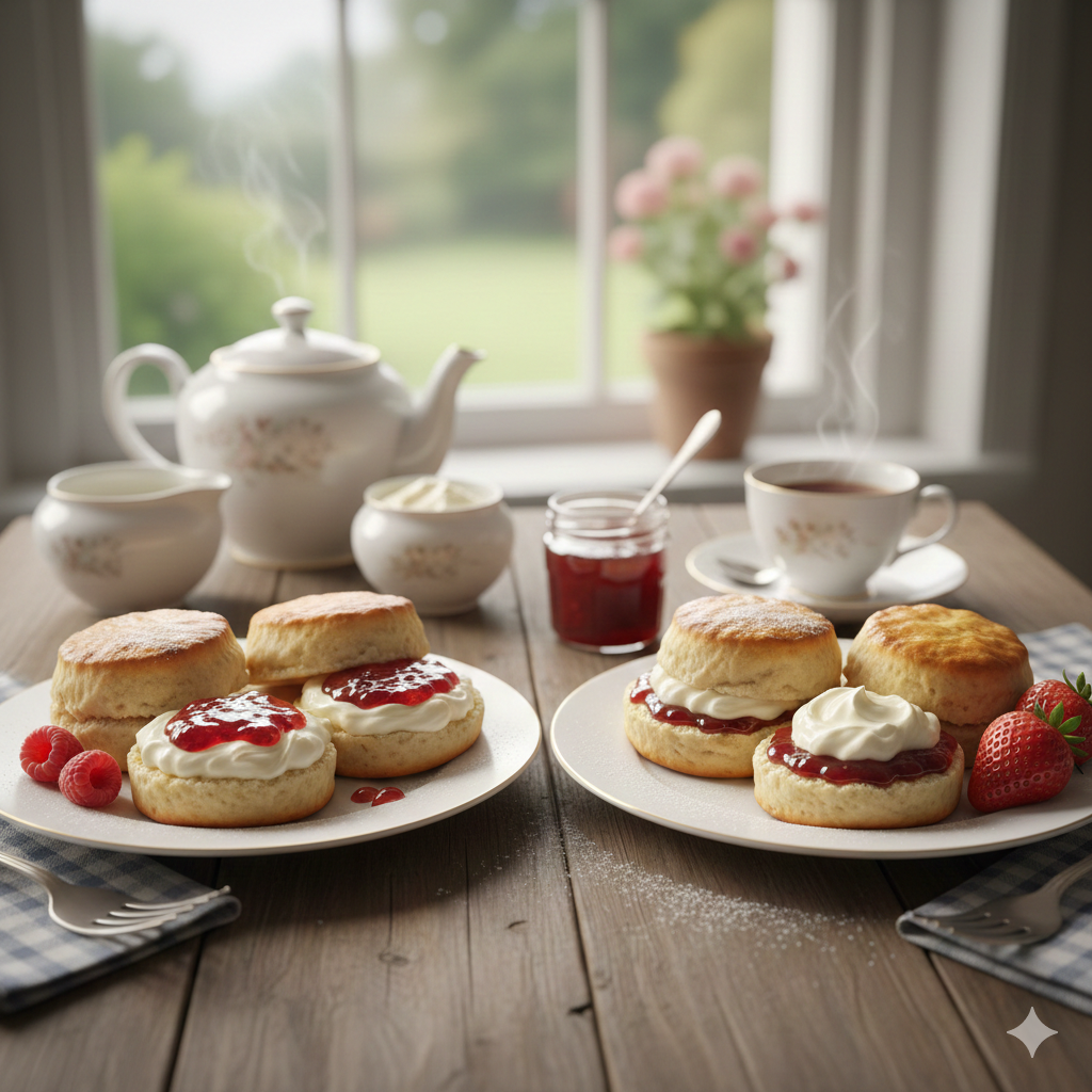 Devon and Cornwall style of eating scones!