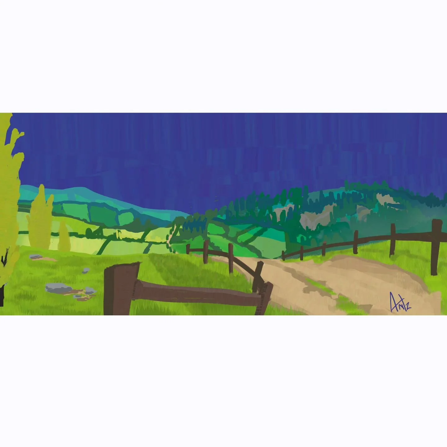 Just completely finished illustrating book today! Three years later. 

Enjoy a simple background I made this afternoon :) 
Unintentional one of my favourite pieces. 

#digitalart
#photoshopart 
#landscapeart 
#paddocks