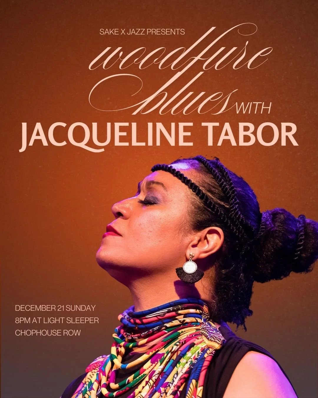 Sake x Jazz Presents &mdash; Our Final Jazz Night of the Year ✨
Woodfire Blues with the one and only Seattle Chanteuse, Jacqueline Tabor @seattlechanteuse 

We are so honored to welcome Jacqueline to our tiny-desk stage at Light Sleeper @light_sleepe