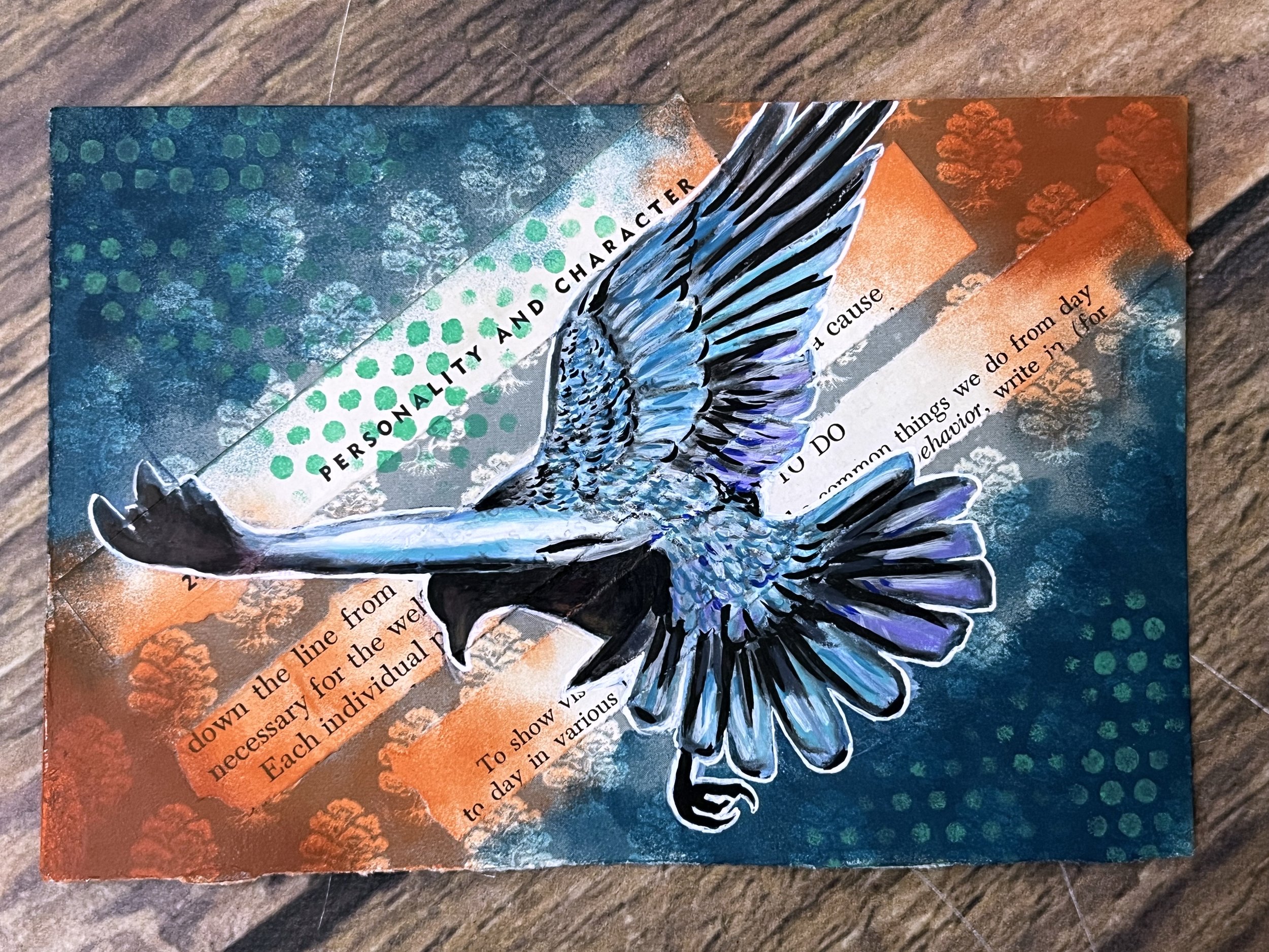 Original Mixed Media - Crow Postcard #1