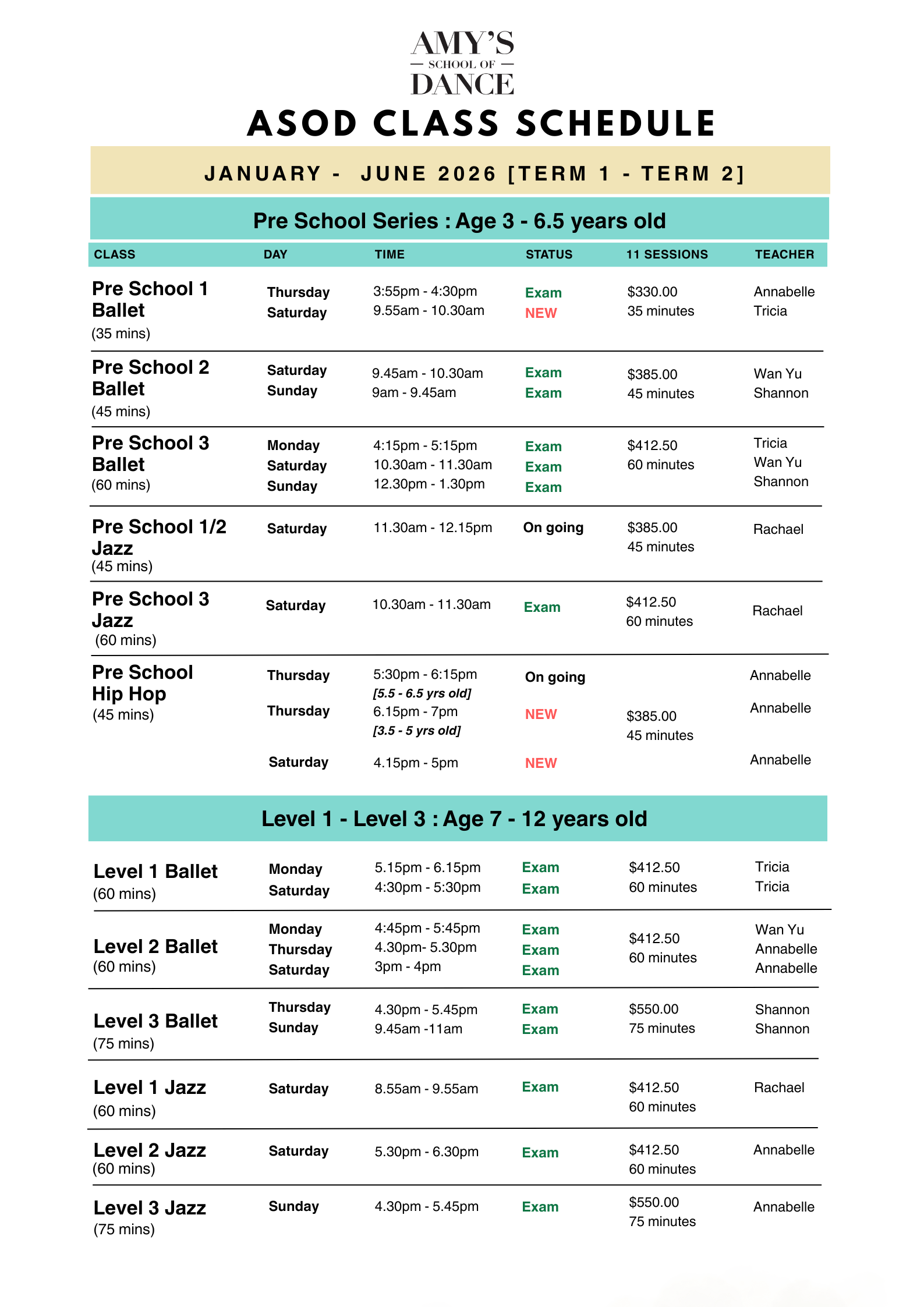 dance school classes