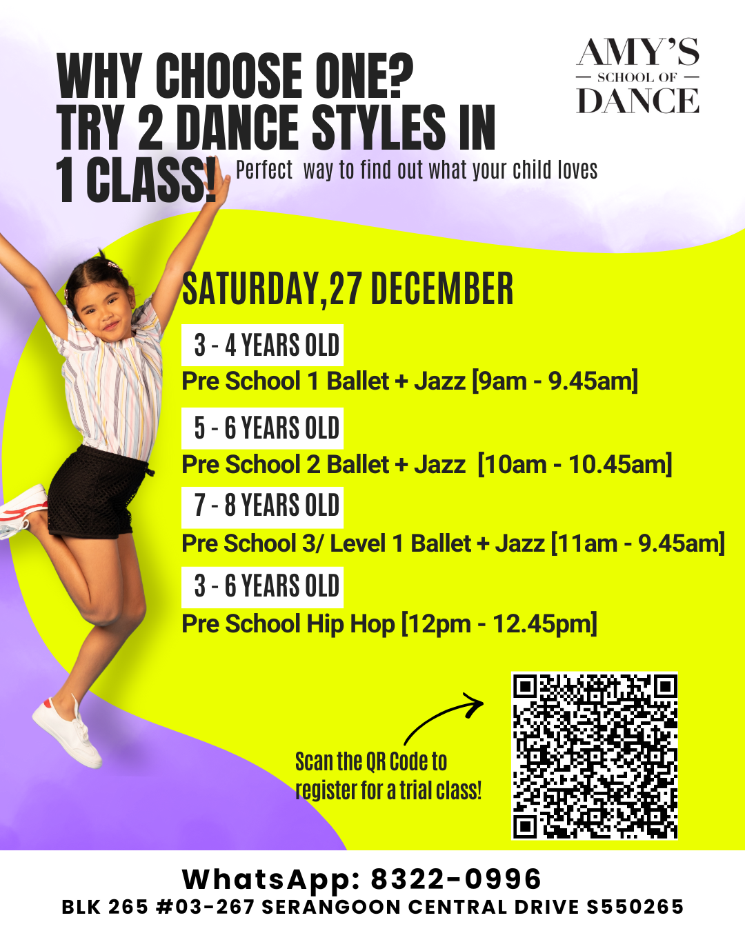 Kids dance trial classes for ballet, jazz & hip hop classes