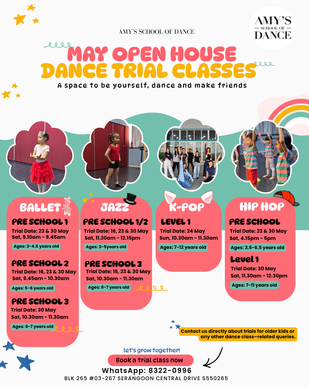 Kids attending beginner dance trial class in Singapore studio