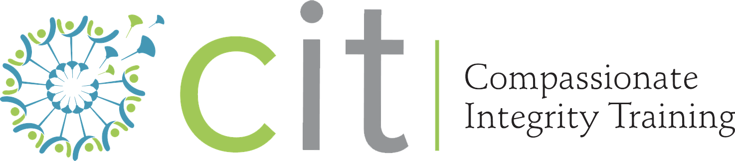 Logo for CIt Compassionate Integrity Training, featuring a stylized circular graphic of interconnected human figures and the text 'CIt' with the words 'Compassionate Integrity Training'.
