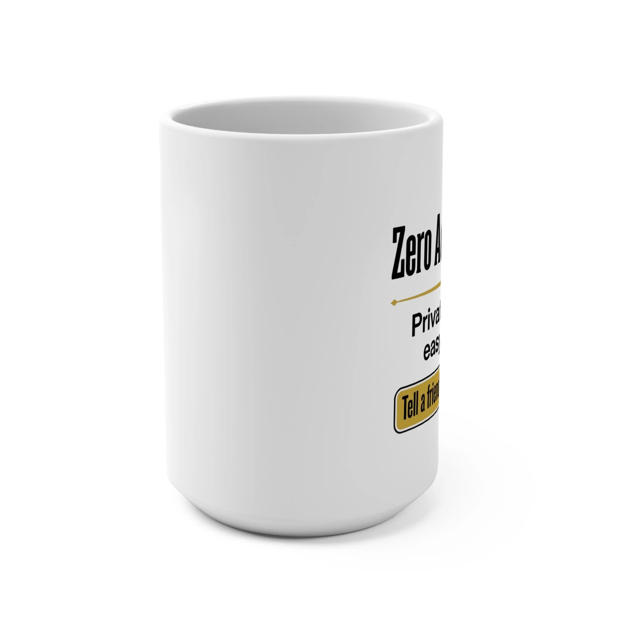 Angled product view of 15-ounce accountability mug.