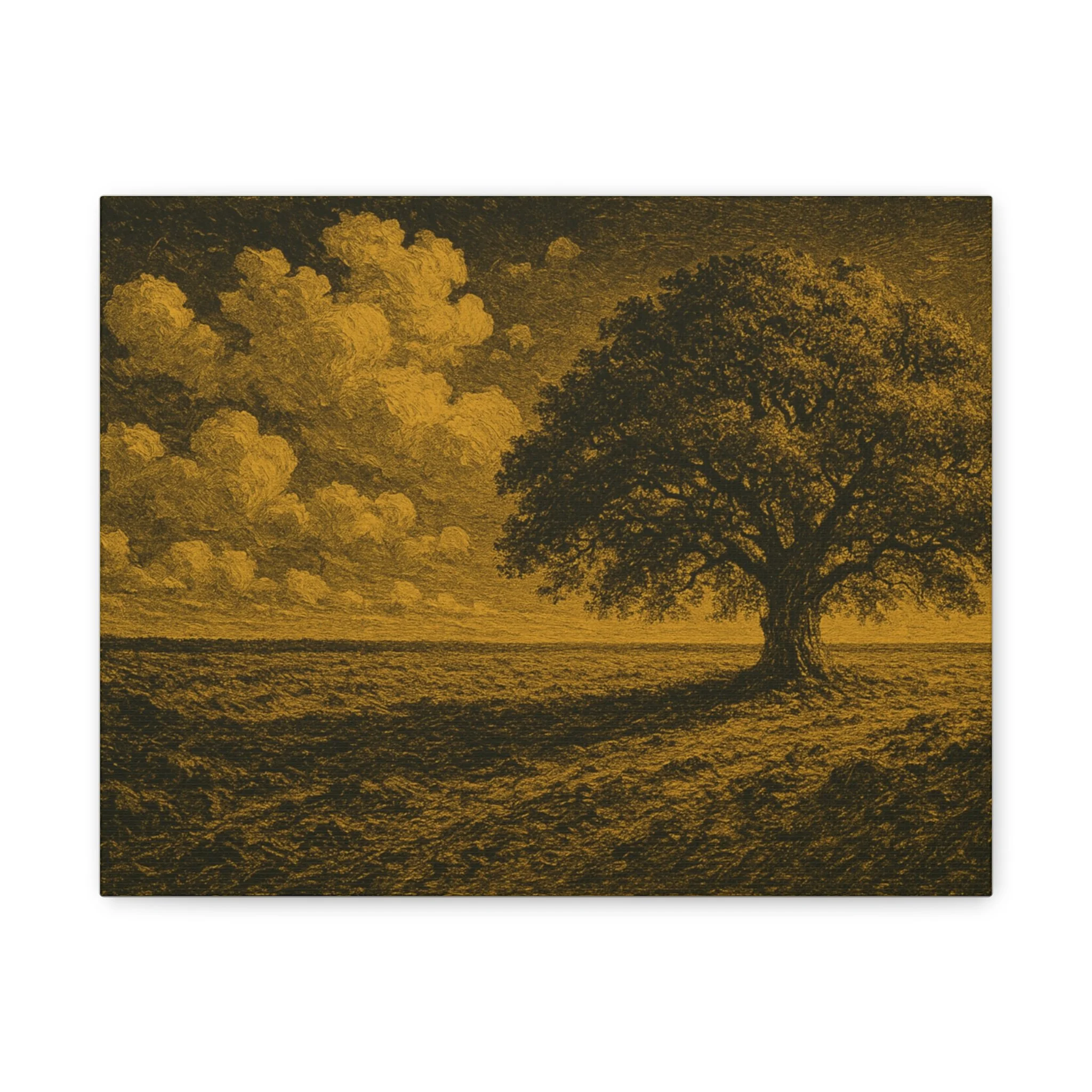 Golden Oak Canvas Print — Rustic Landscape Wall Art
