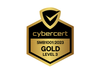 Gold CyberCert badge with shield and checkmark, indicating Level 3 certification for SMB1001 security standard