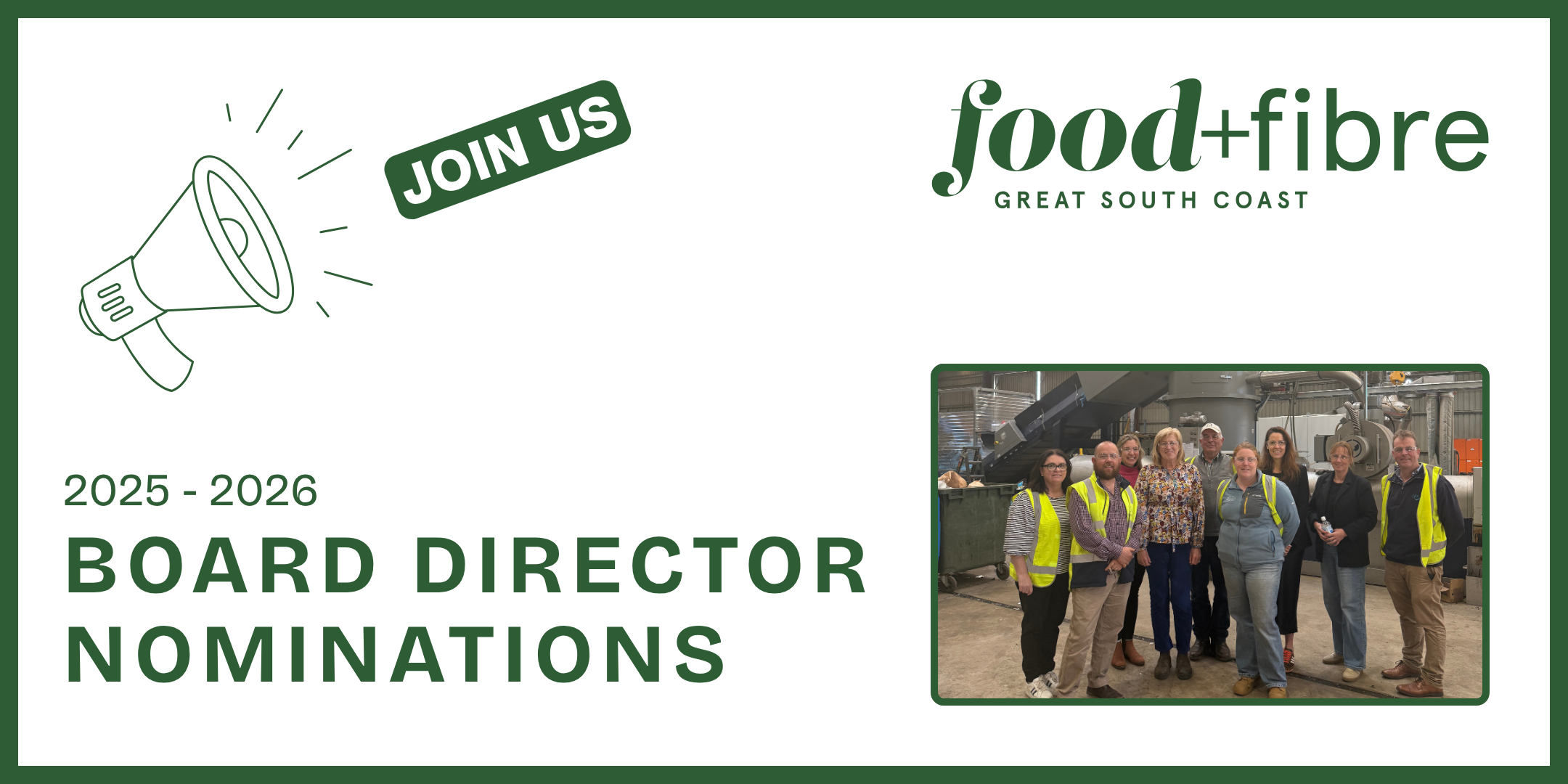 Food and Fibre Great South Coast Inc. Calls for Board Director Nominations