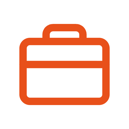 Icon of a brown briefcase on a black background.