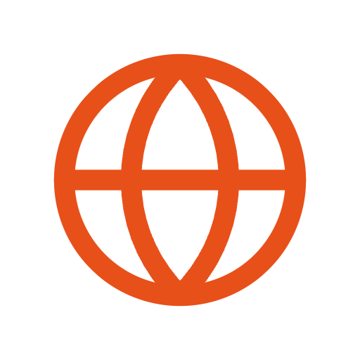 Orange globe icon representing global internet or worldwide connectivity