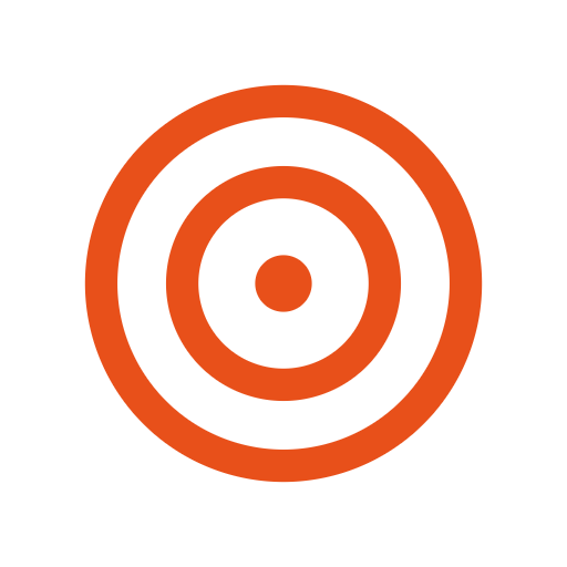 Icon of a red, concentric circles target or bullseye symbol with a small circle in the center on a black background.