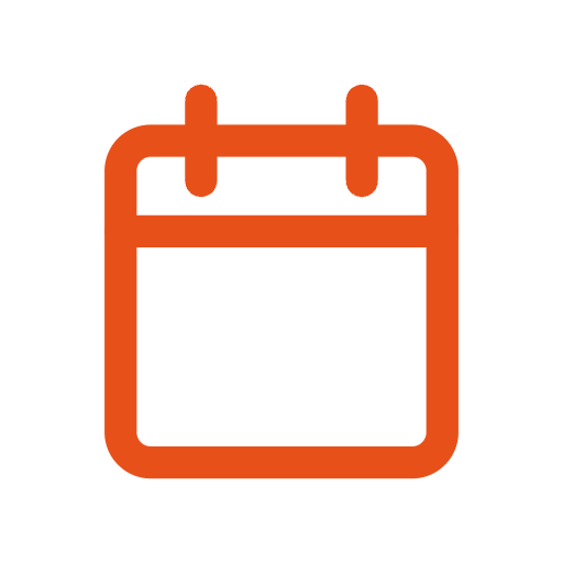 Orange calendar icon with two hanging loops.