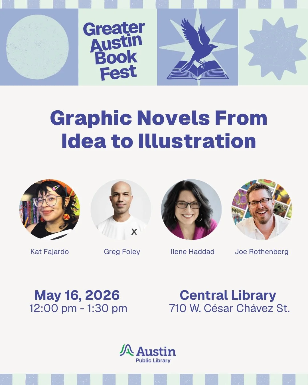 🚨 Austin friends! I&rsquo;ll be in the &ldquo;Graphic Novels from Ideas to Illustrations&rdquo; panel at Greater Austin Book Fest (GAB Fest) on Saturday May 16th from 12-1:30pm!
moderated by the wonderful @katfcomix with panelists @ileenieweenie and