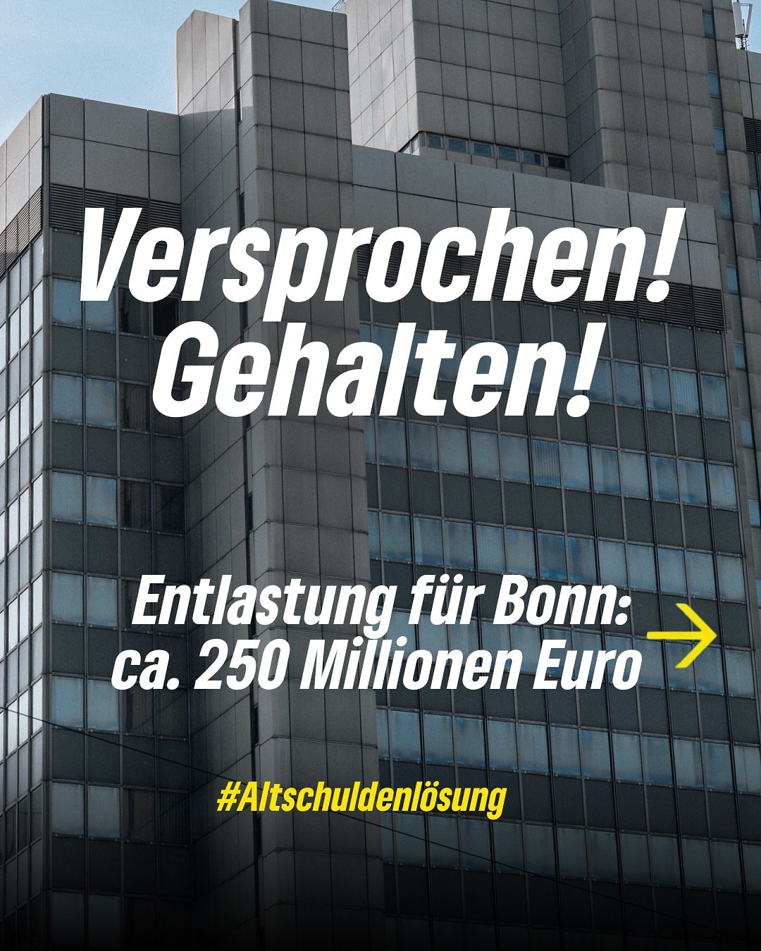 Versprochen, gehalten. NRW startet mit der Entlastung hochverschuldeter Kommunen!
🏛️ Mit dem Gesetz übernimmt das Land einen großen Teil der kommunalen Kassenkredite. Das bedeutet: Geringere Zinslast und mehr Spielraum, um Bonn zu gestal
