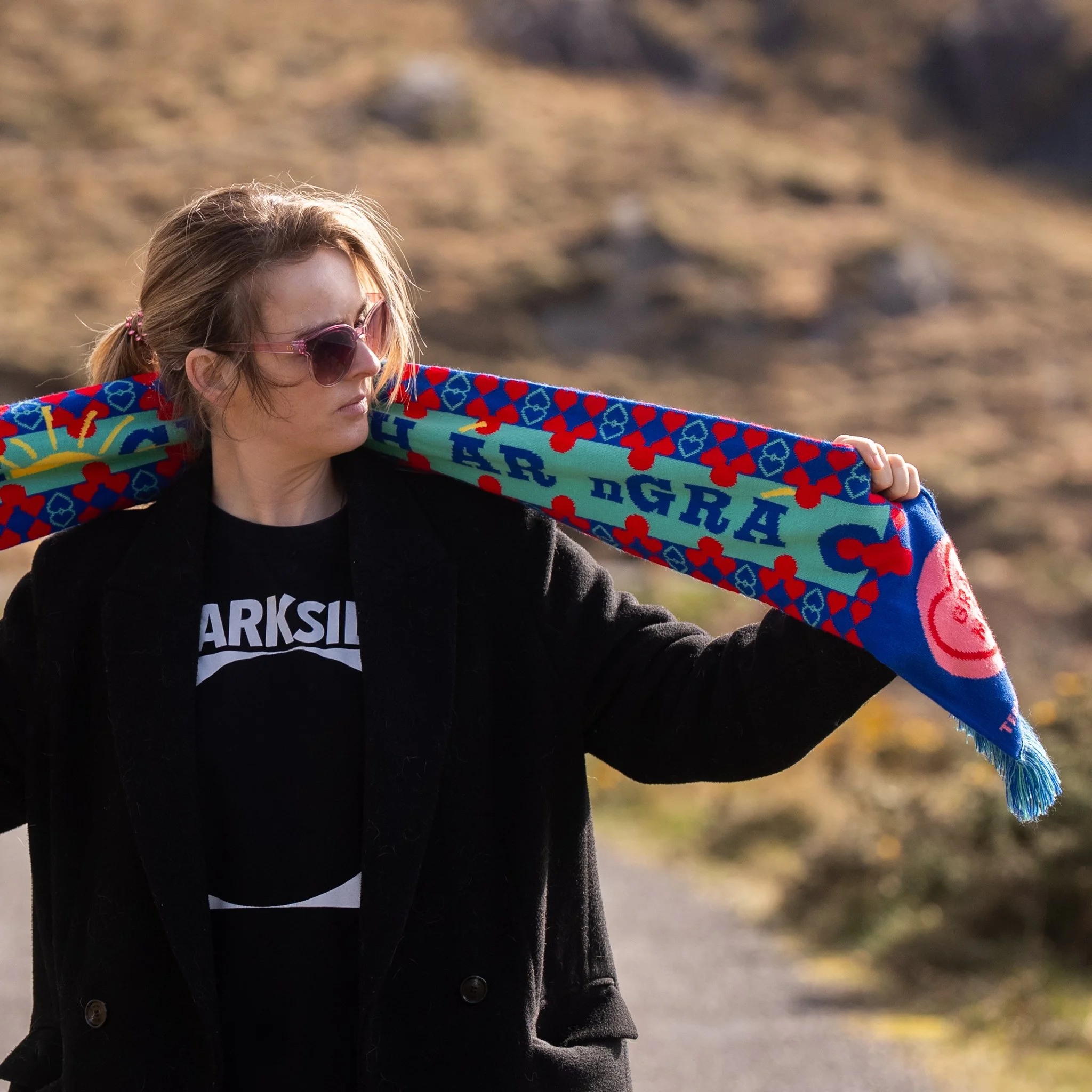Made by native-Irish (Gaeilc) speakers in West Cork, on Ireland's Wild Atlantic Way. Irish scarf. Teanga Ġrá = Love Language.