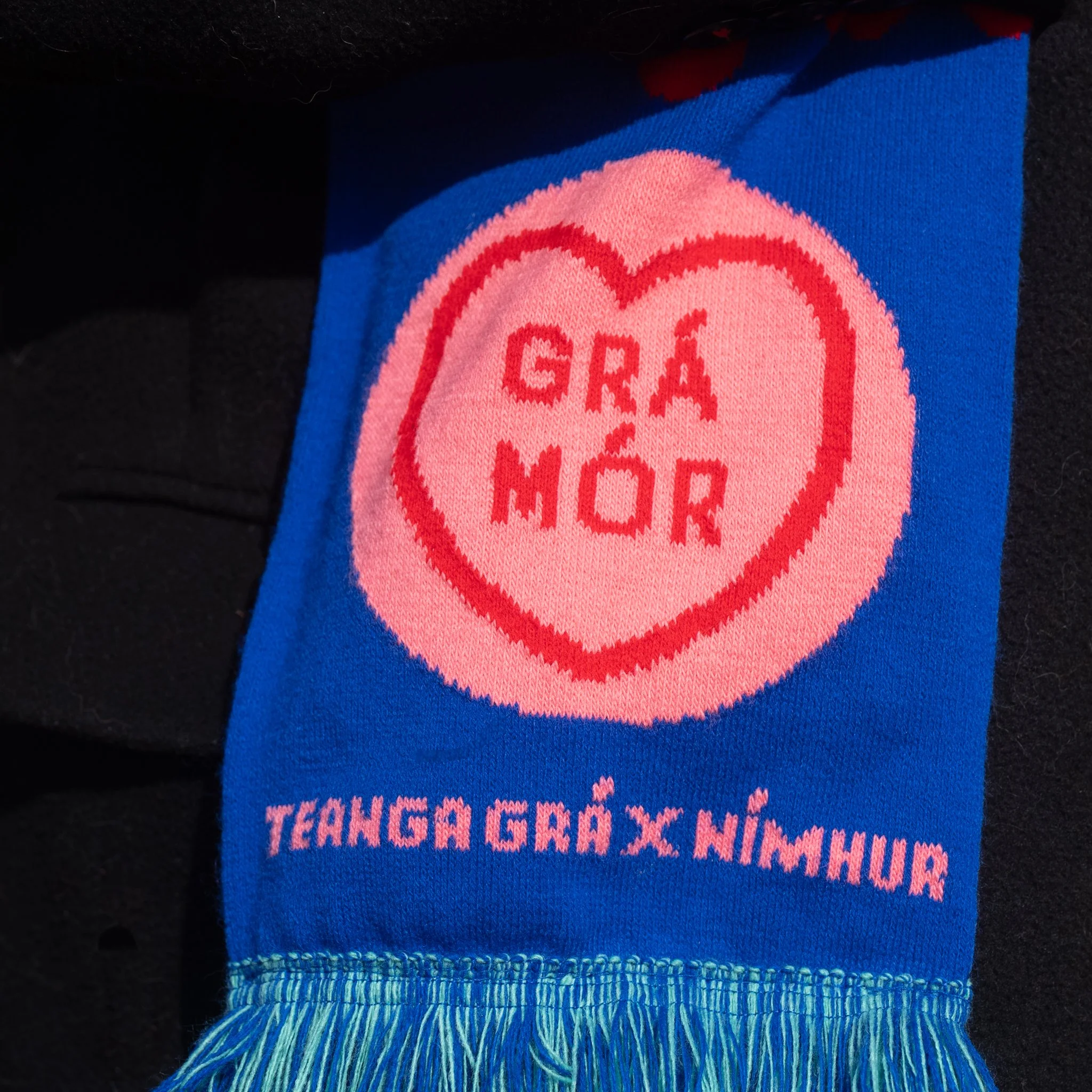 Made by native-Irish (Gaeilc) speakers in West Cork, on Ireland's Wild Atlantic Way. Irish scarf. Teanga Ġrá = Love Language.