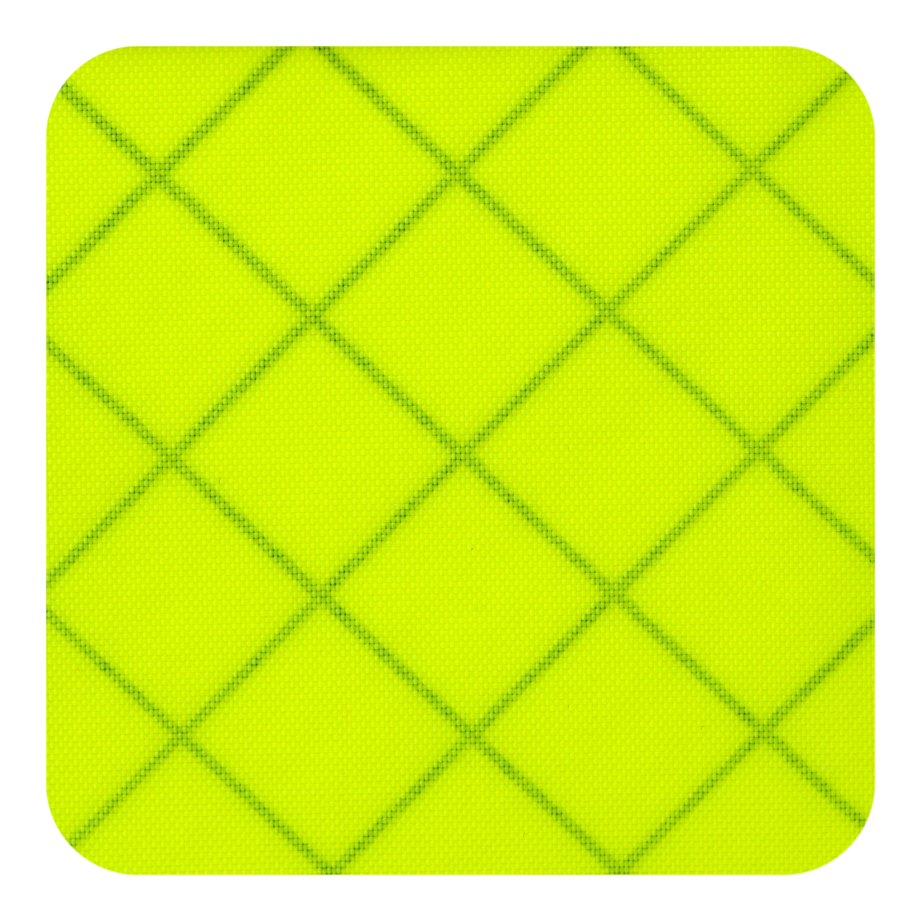 Zoom sur une surface jaune fluorescent avec un motif en grille de diamonds noirs