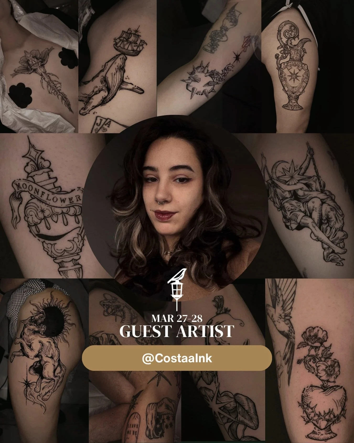 Excited to announce that we'll have guest artist @CostaaInk in the shop March 27&ndash;28! Known for bold, high-impact work and clean execution, this is your chance to get something truly special. Spots are limited&mdash;tap in and book while you can