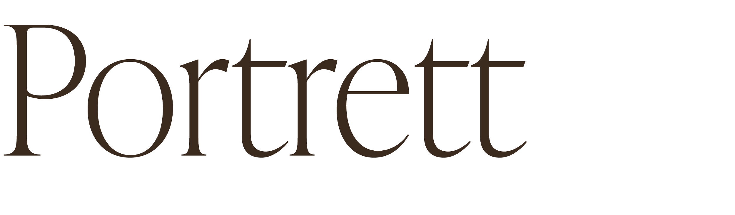 Tekst som sier 'Portrett' i brunt på svart bakgrunn.