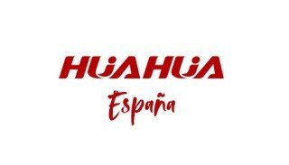 Logotipo con las palabras 'HUAHIA' en rojo y 'España' en un estilo de letra manuscrita