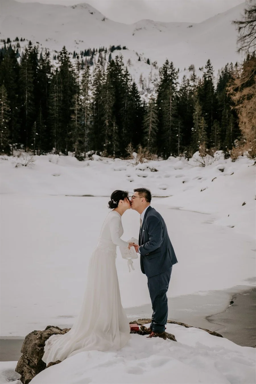 Snowy Mountain Top Elopement Wedding in Austria