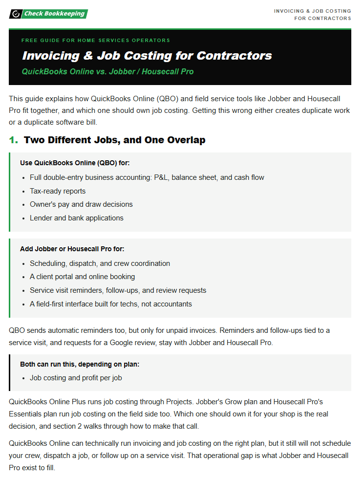 invoicing and job costing guide for contractors using quickbooks online