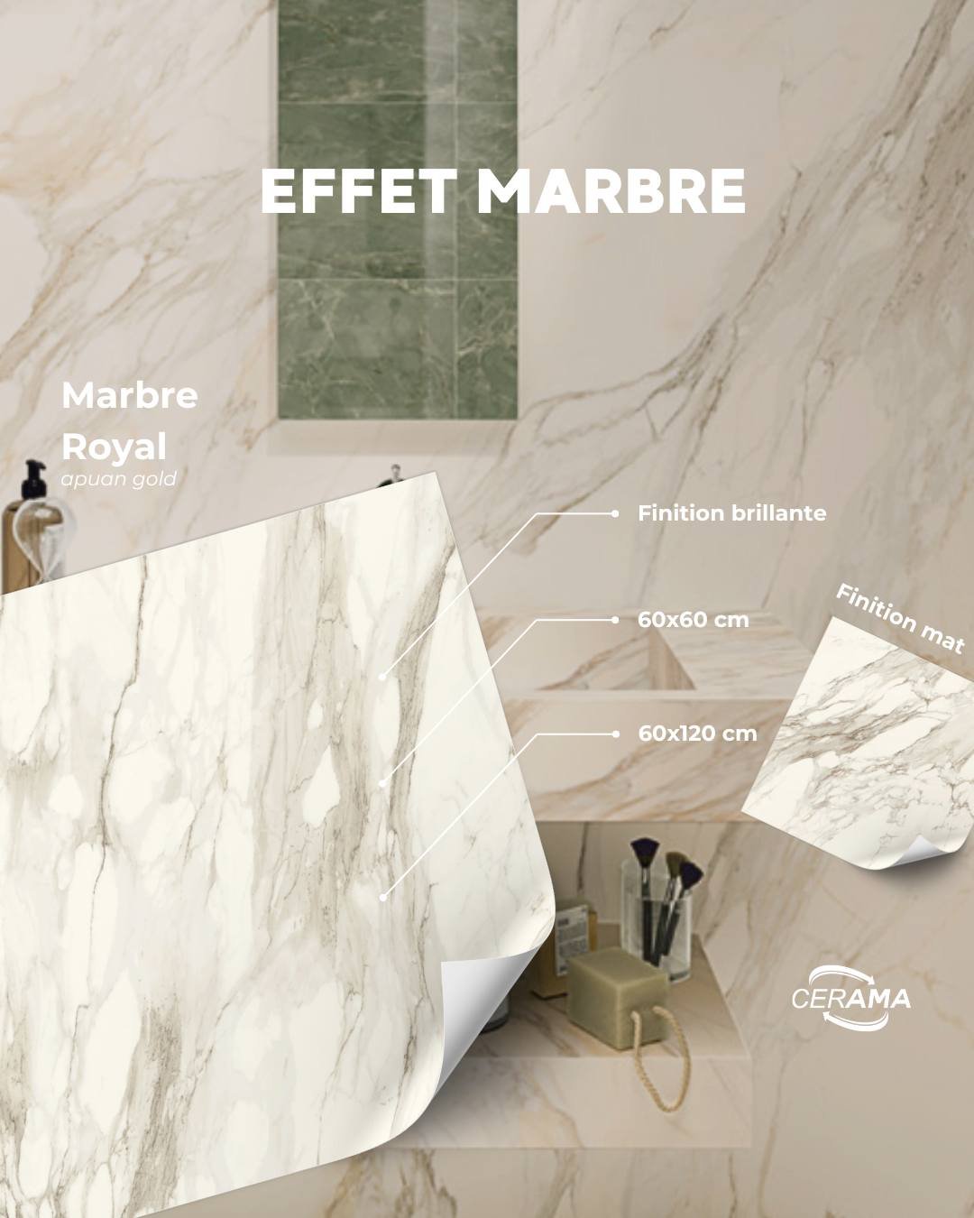✨🏛 &Eacute;l&eacute;gance et Raffinement avec notre Carrelage Marbre Royal 🏛✨

Transformez vos espaces avec le somptueux carrelage Marbre Royal de notre gamme effet marbre. Disponible en tailles 60x60 cm et 60x120 cm, ce carrelage incarne le luxe e