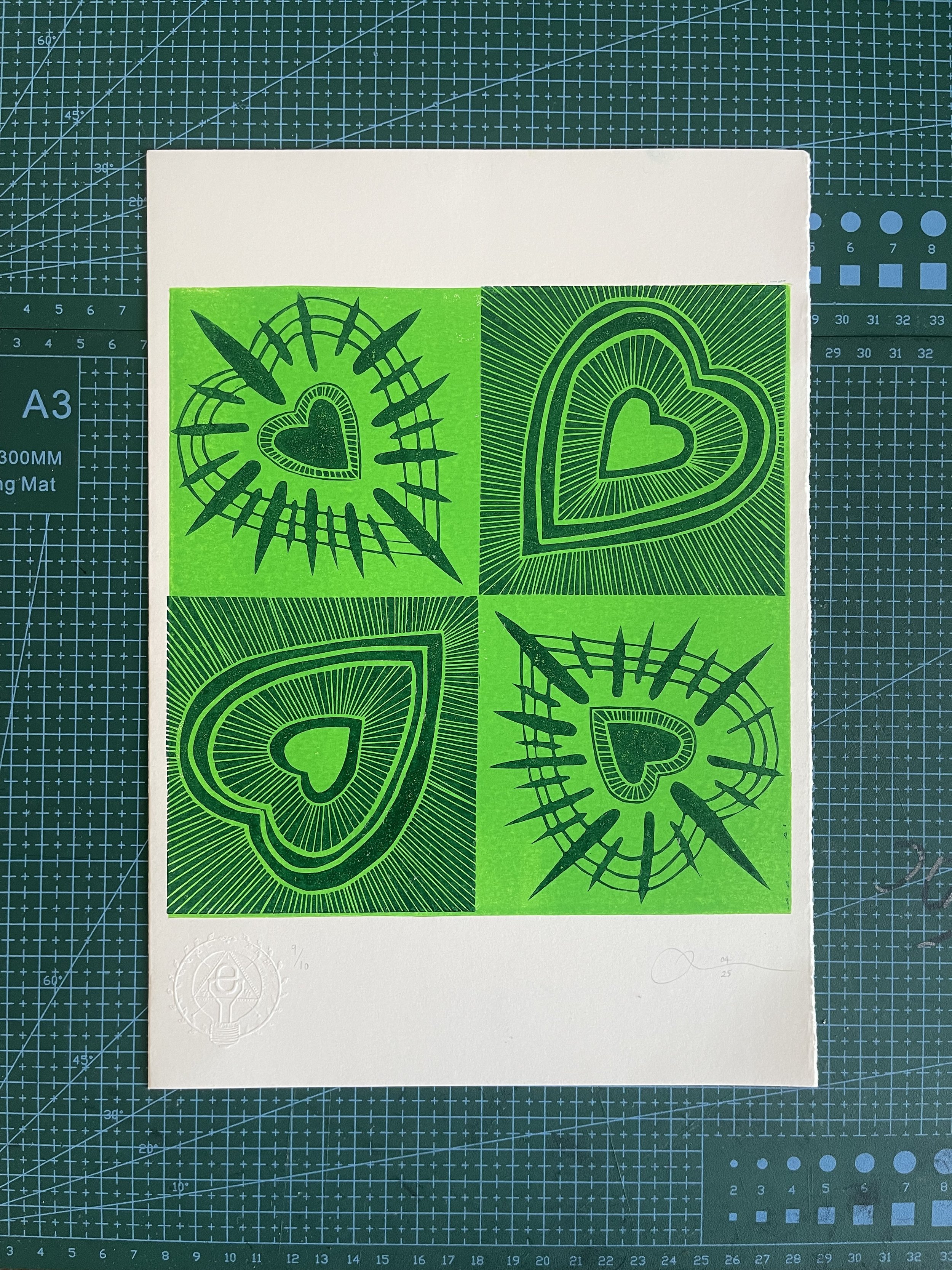 Folk Hearts Green and Green