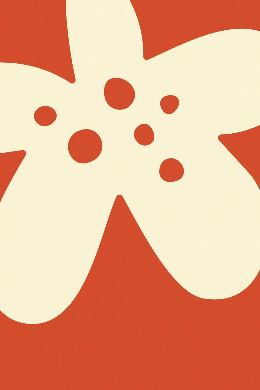 A stylized illustration of a sliced fruit, resembling a starfruit or a similar tropical fruit, with cream-colored flesh and red seeds on an orange background.