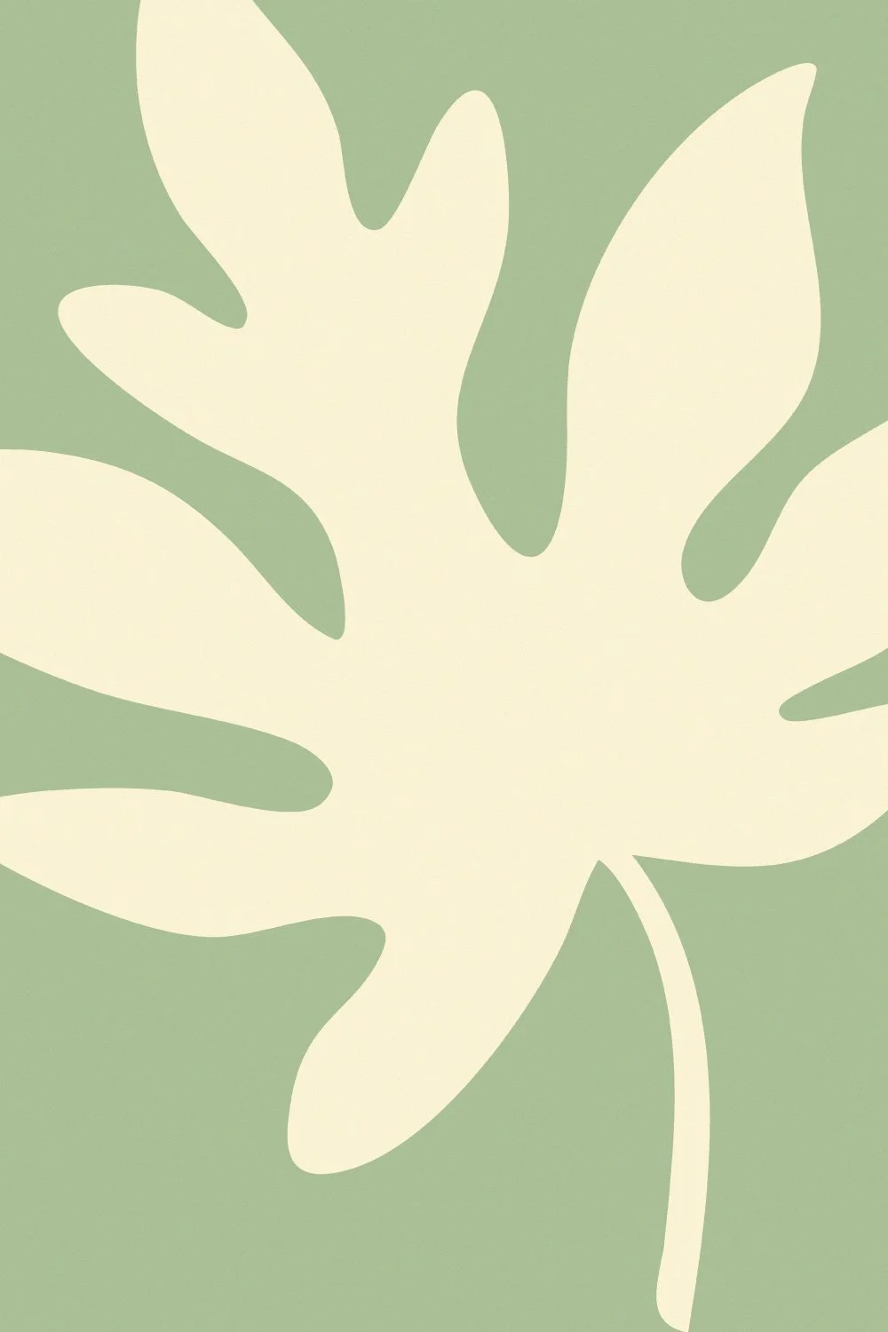 Abstract green and cream-colored leaf pattern.