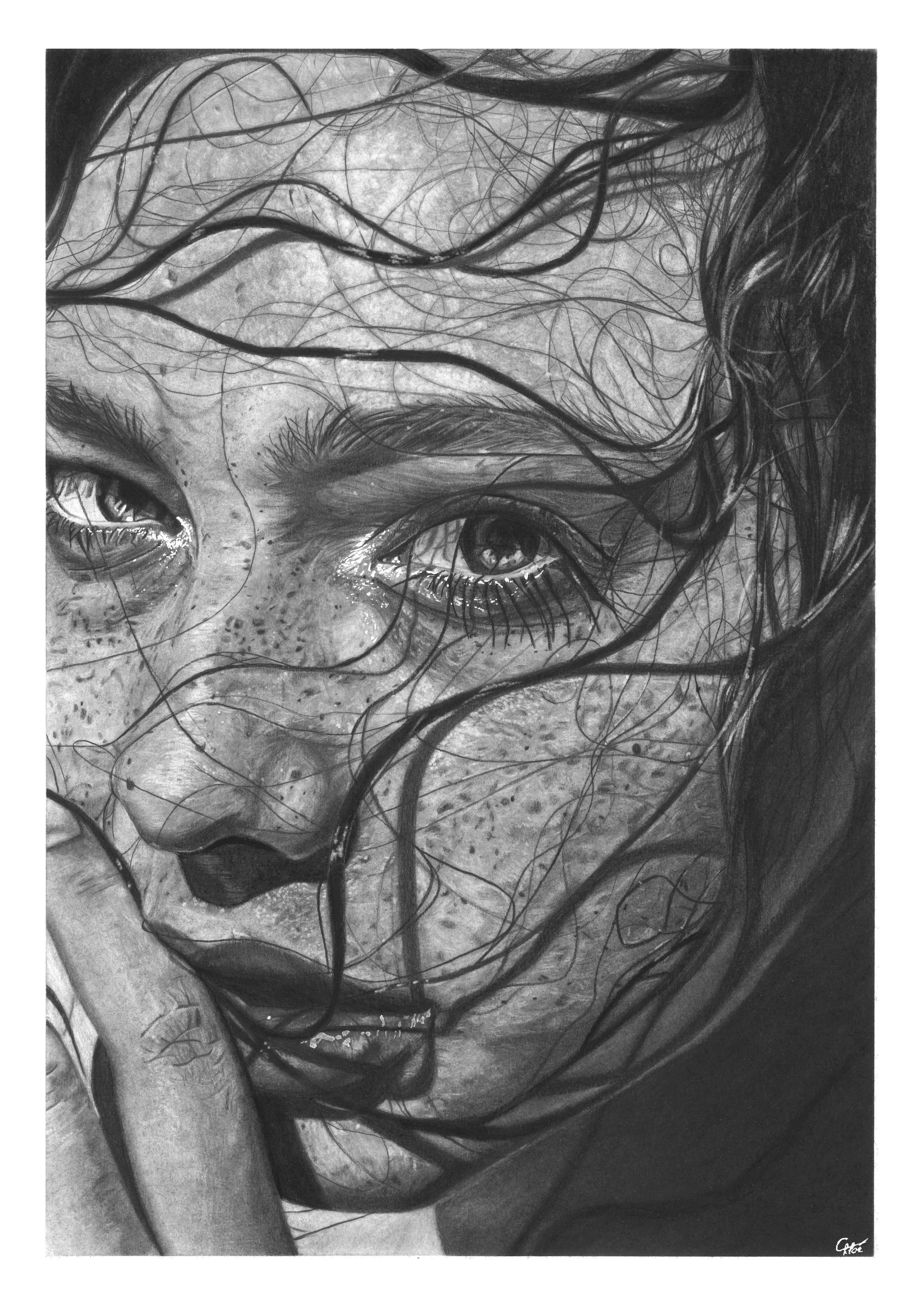 Girl in the rain — Drawing by Chlo
