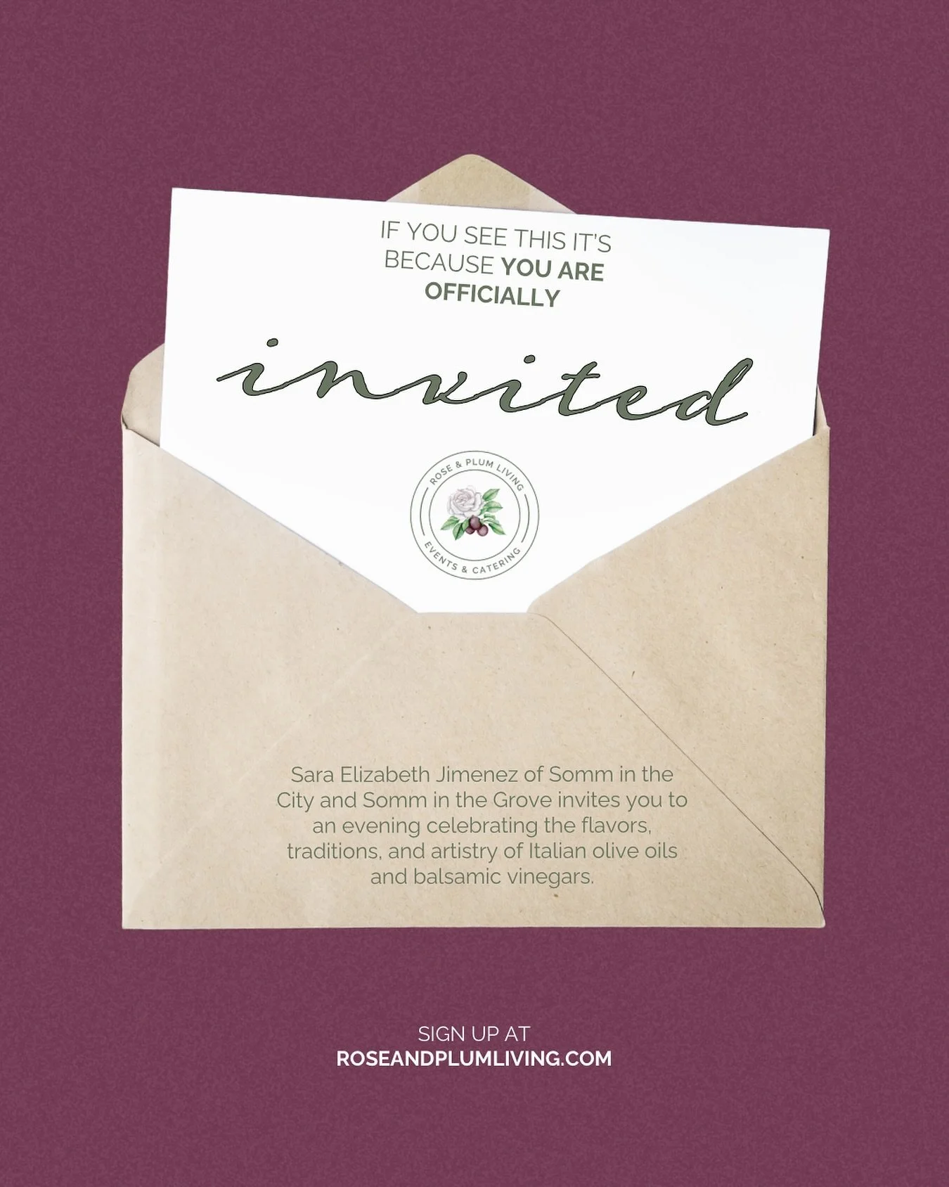 Wednesday, October 22 | 6:00 &ndash; 8:00 PM

Fresh from her travels in Italy, Sara Elizabeth Jimenez of Somm in the City and Somm in the Grove invites you to an evening celebrating the flavors, traditions, and artistry of Italian olive oils and bals