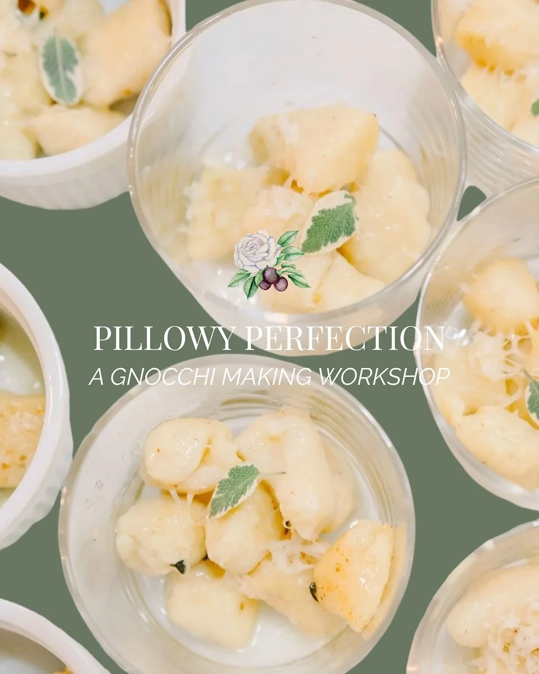 NEW CLASS ALERT!!! 🍝

Pillowy Perfection: A Gnocchi-Making Workshop Sunday, November 9, 2025  4:00 PM &ndash; 6:00 PM Rose &amp; Plum Living | Cool Springs
Join us for an evening of hands-on pasta making as we dive into the comforting world of gnocc