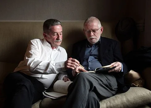 With broadcaster, filmmaker and musician Philip King, who launched "The Fullness of Time, New and Selected Poems", at the Cúirt Literary Festival in Galway