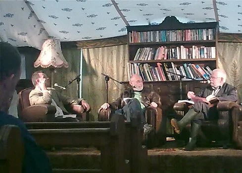 On stage at Electric Picnic with novelist Carlo Gebler and poet and novelist Dermot Bolger