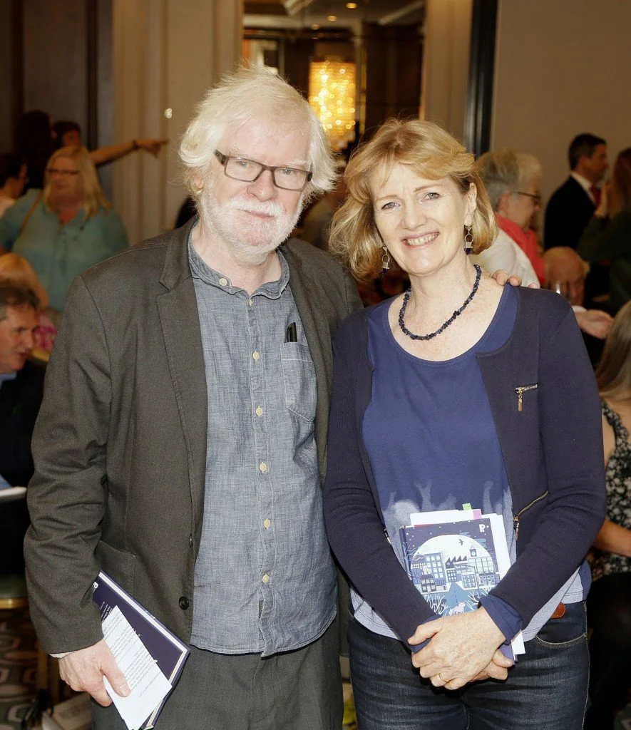 With Moya Cannon at Poetry Ireland's launch of "All Through The Night"