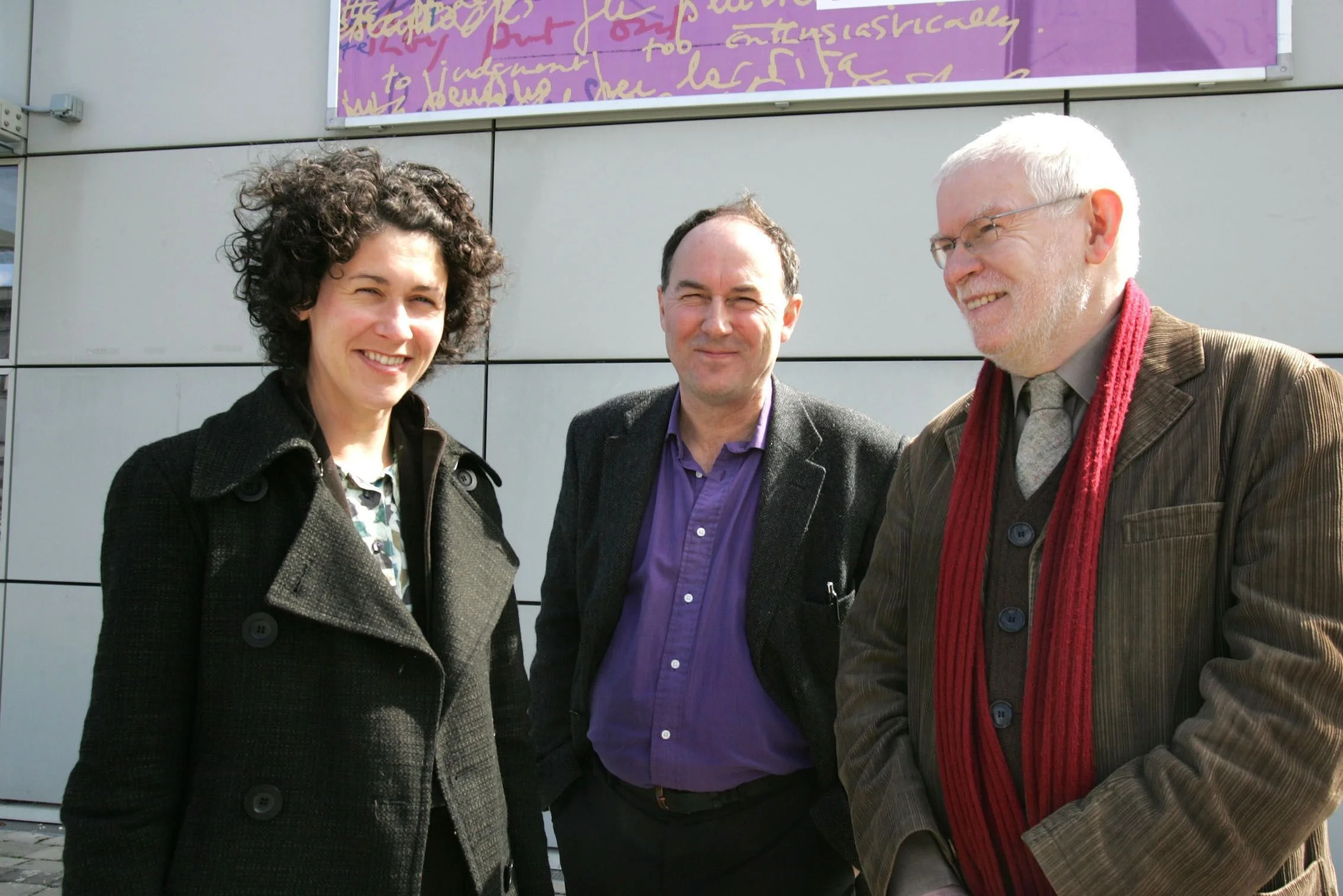 Gerard Smyth with poets Sasha Dugdale and Harry Clifton at the Poetry Now festival.