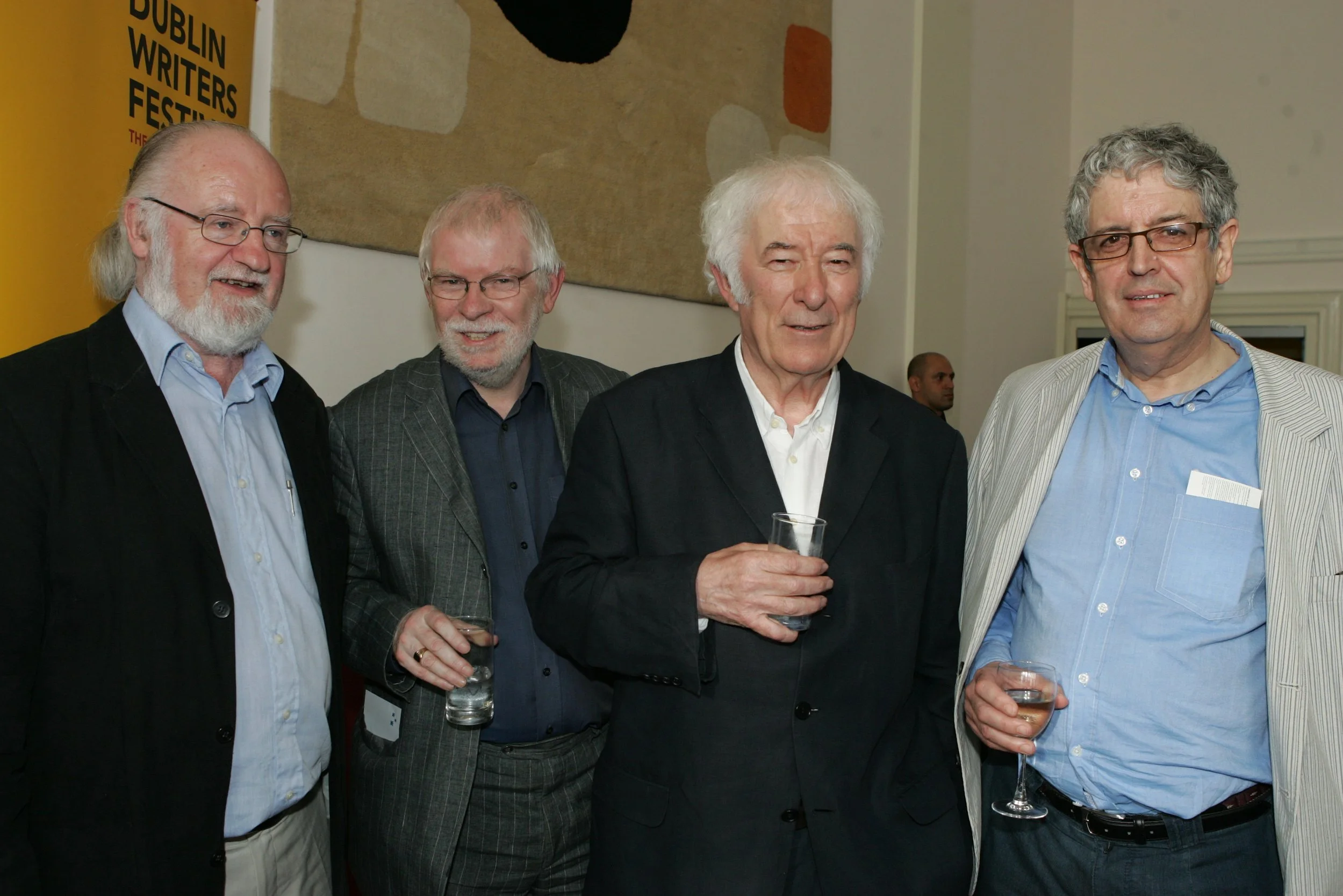 Poets John F Deane, Gerard Smyth, Seamus Heaney and Gerald Dawe at event to celebrate Seamus’s 70th birthday. 