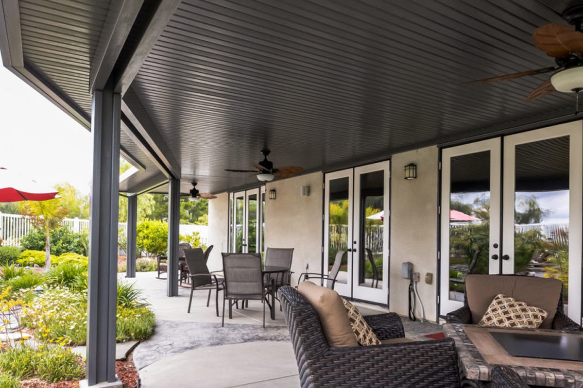 custom covered patio structure detail