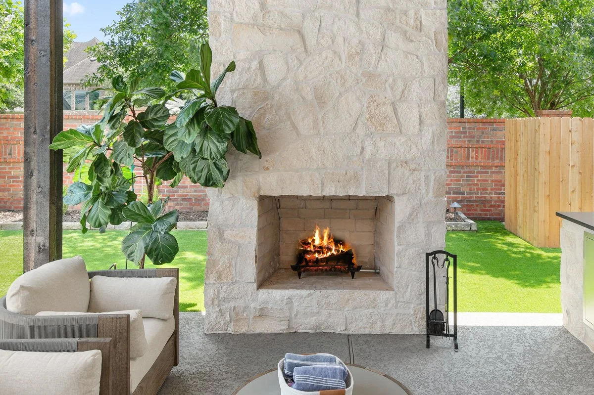custom fireplace backyard houston
