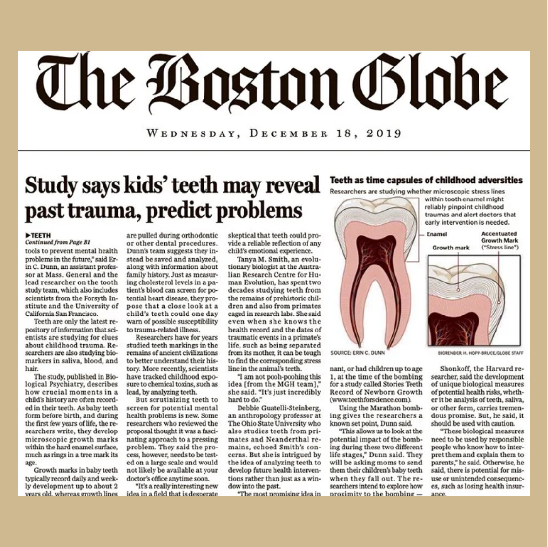 The Boston Globe screen shot of the article
