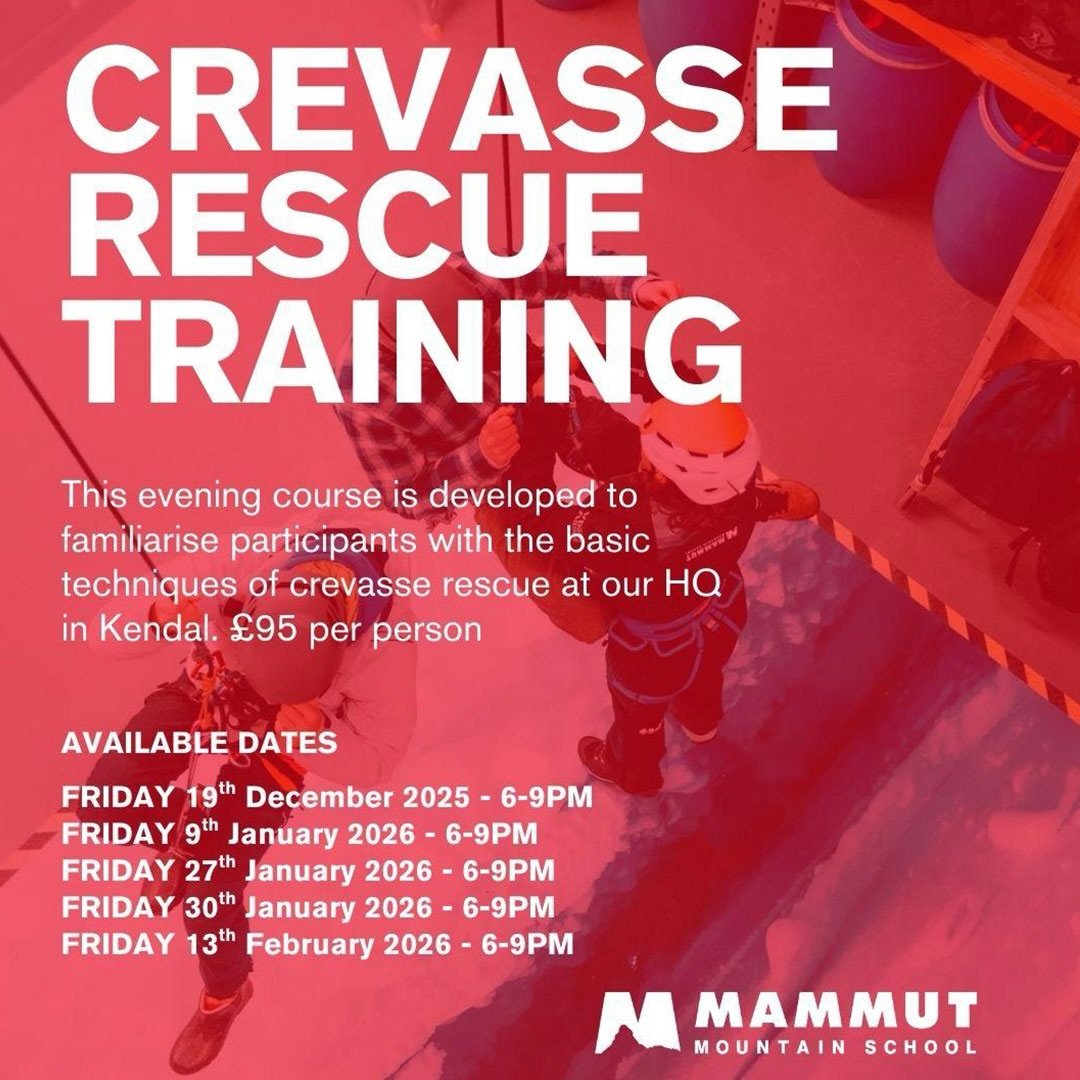 Planning your winter objectives? Thinking about your first trip onto a glacier? Build the skills before you head out there.

The Mammut Mountain School in Kendal runs year-round courses to prepare you for real mountain terrain &mdash; including their